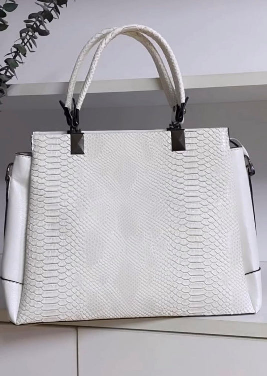 Belleborg White Croc Bag