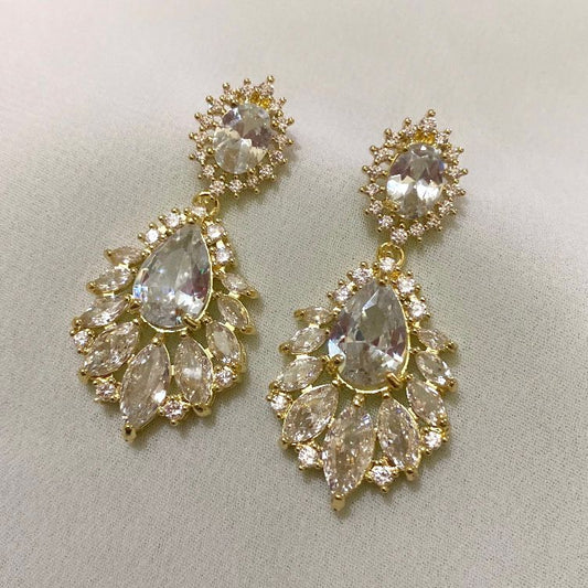 Gold CZ Bridal Earrings