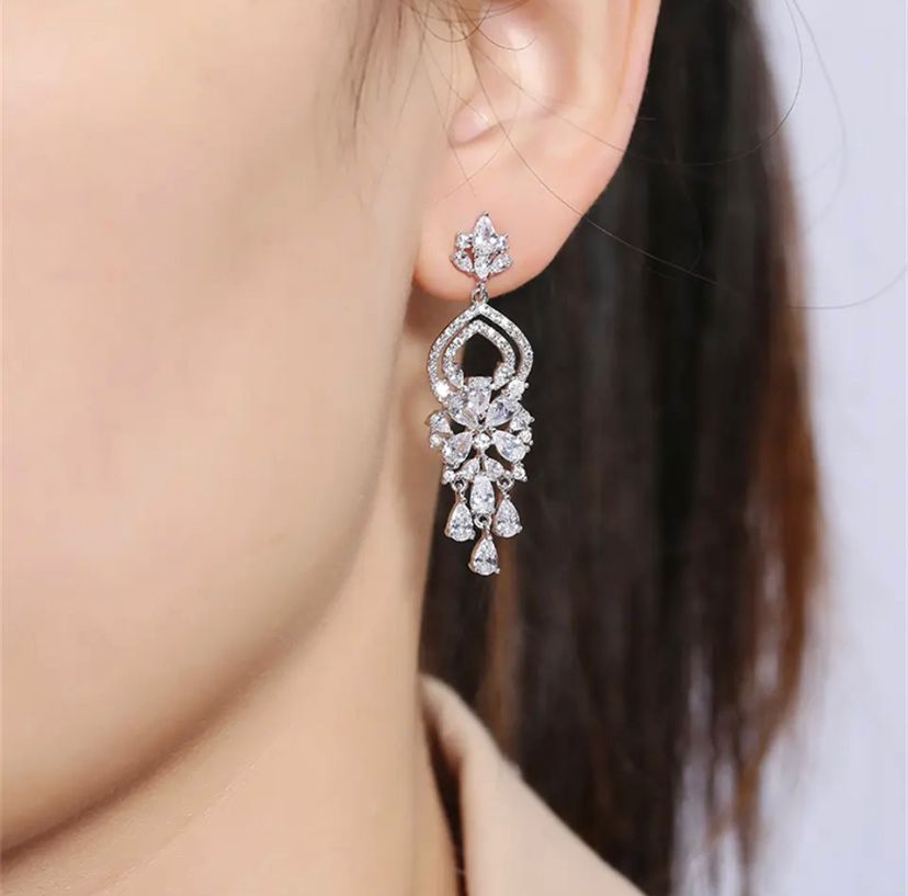 Water Drop Zircon Dangle Earrings